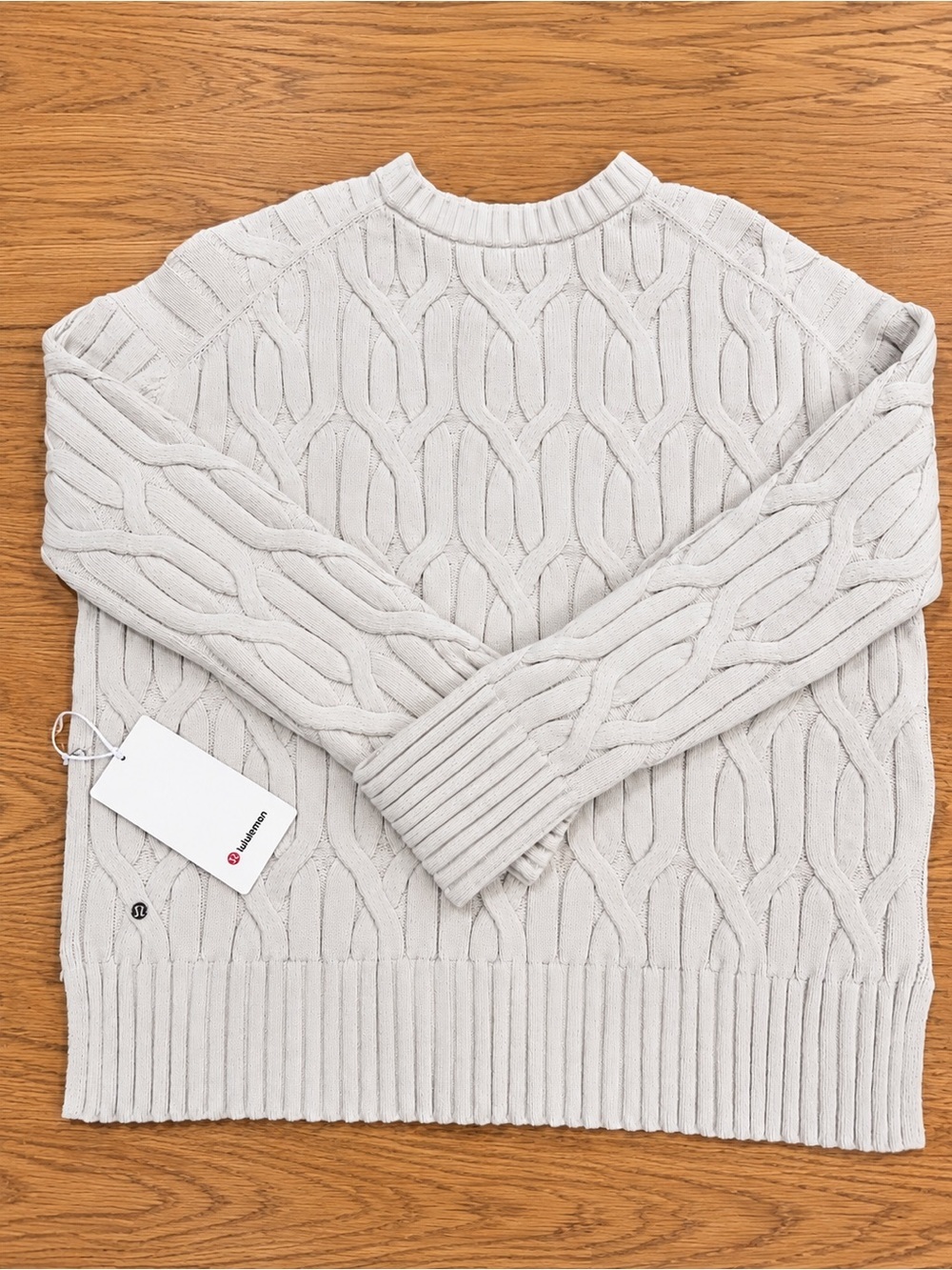 NWT Lululemon Cable-Knit Oversized Crewneck Sweater Bone Size S - Picture 10 of 13
